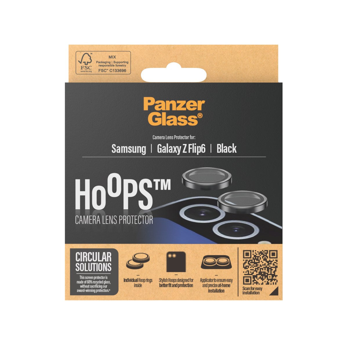 PanzerGlass® Hoops® Kameralinsebeskytter Sort Samsung Galaxy Z Flip6
